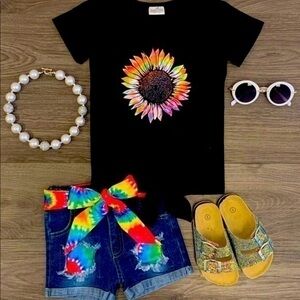 2T Sunflower Tie dye outfit